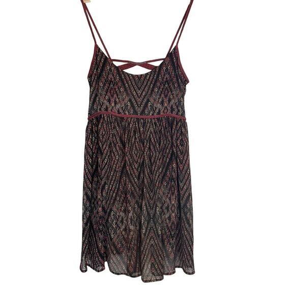 Free People Periscopes in The Sky Mini Babydoll Boho Dress | Red Black | SZ S - Picture 3 of 10
